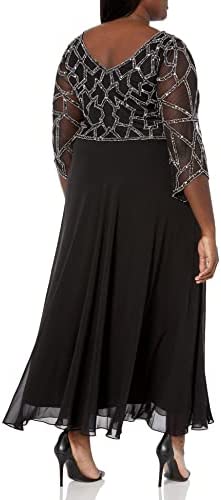 2023 best - Silver long sleeve black plus size maxi dress for party, evening and special occasions 