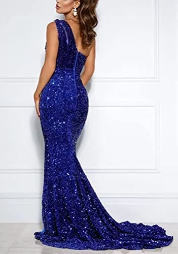 Beautiful fitted royal blue sparkly sequin formal prom homecoming evening special occasion gowns