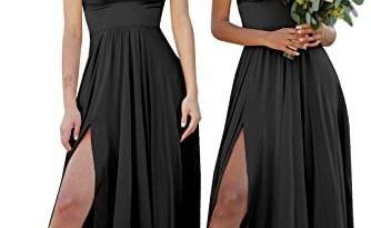 Black long cutest slit plus size gowns