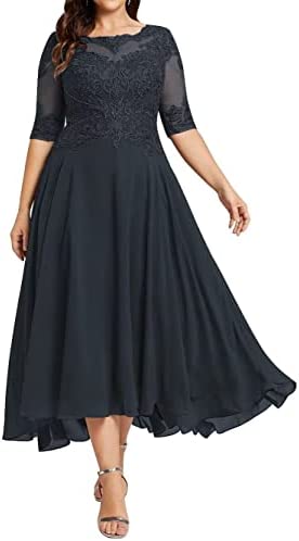 2023 Lovely long sleeve Black tea length plus size mother of the bride dresses