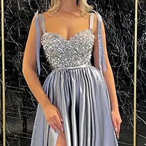 Lovely siver corset top long plus size formal prom homecoming special occasion gown with slits