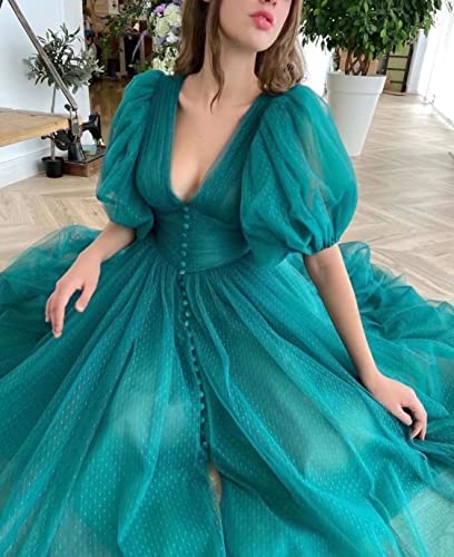 Stunning 22, 24, 26, 28 plus size 2023 Puffy sleeve tutu plus size tea length formal prom homecoming special occasion gown
