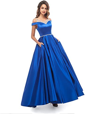 Royal Blue off the shoulder amazing plus size formal gown
