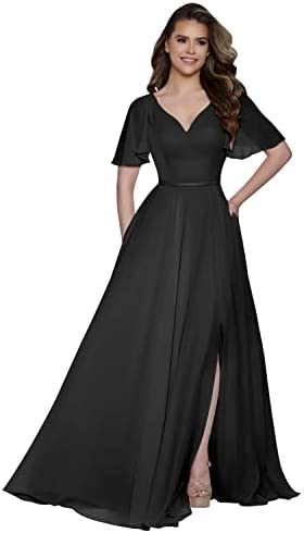 Long Black Plus size Slit gowns
