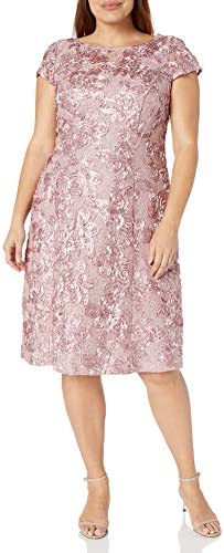 Plus size tea length rosette dress - 2023 beautiful plus size dress for trendy women