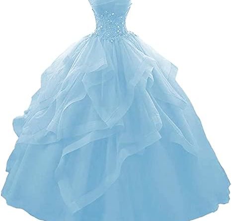 Fair Lady Prom Dress Long Ruffles Ball Gown Quinceanera Dresses Strapless Lace Tulle Beaded Princess Evening Dress