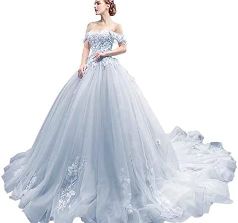 Tulle Off The Shoulder Quinceanera Dresses Ball Gowns for Women Lace Apllique Long Prom Dress with Train