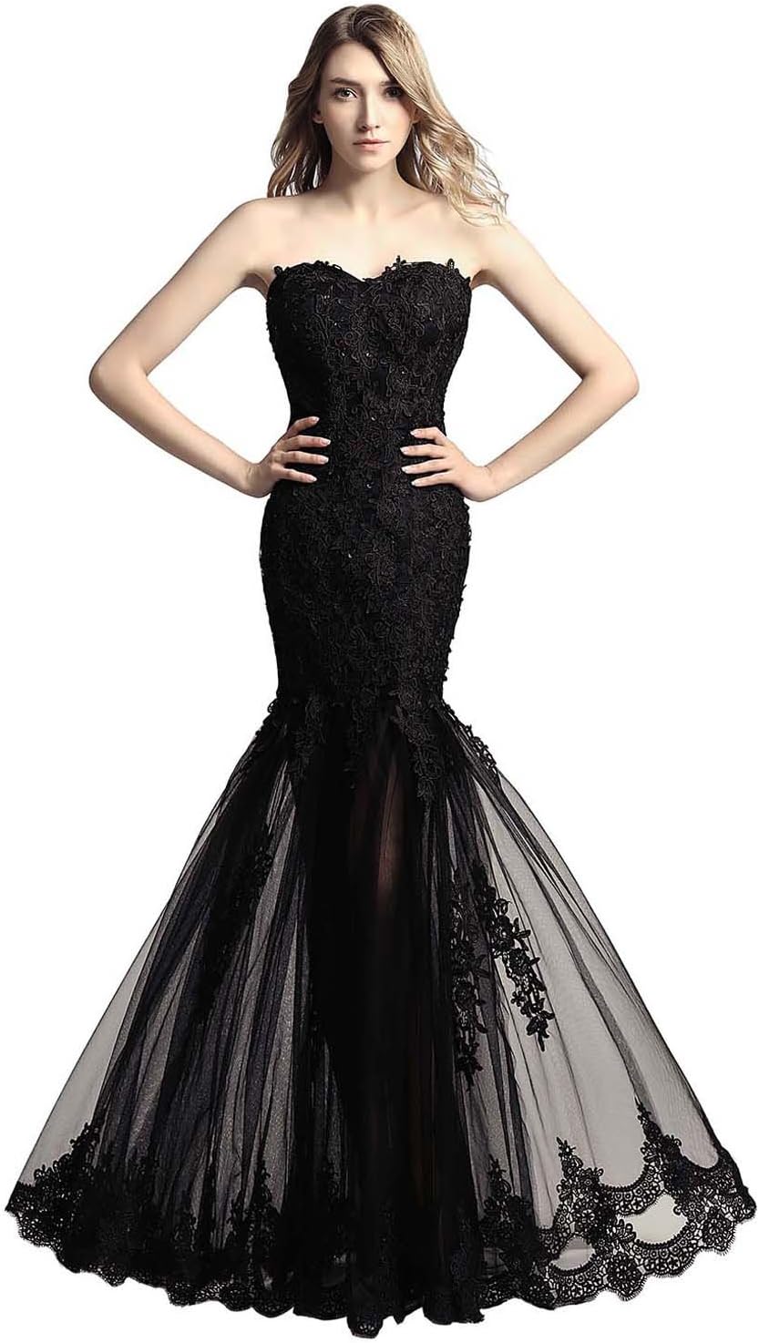 Belle House Women's Long Tulle Strapless Ball Gown Lace Formal Evening Dresses