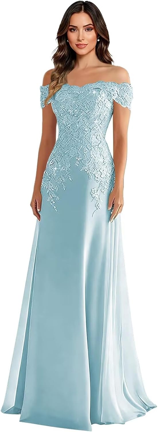 Lace Appliques Off Shoulder Mother of The Bride Dresses Sequin Beaded Chiffon Formal Dresses Evening Gowns