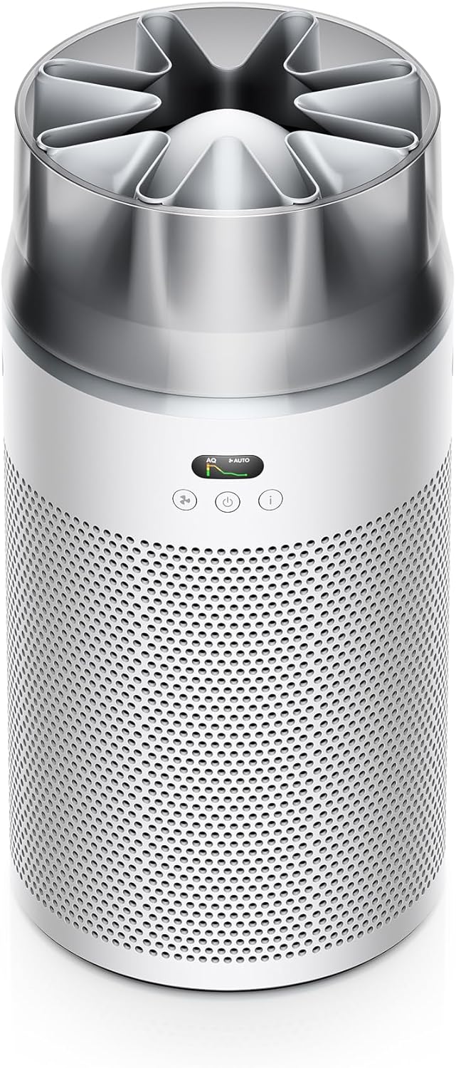 Dyson Hushjet Compact Purifier, Engineered for Powerful, Whisper-quiet, Whole-room Air Purification, Homes with Pets, Allergies, Fully-sealed filtration, 5-year no change filter (White/Silver)
